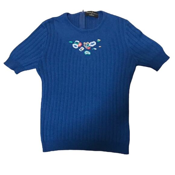 James Kenrob by Dalton Vintage 70s Floral Embroidered Blouse - Picture 1 of 3